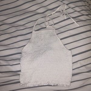 white halter crop top